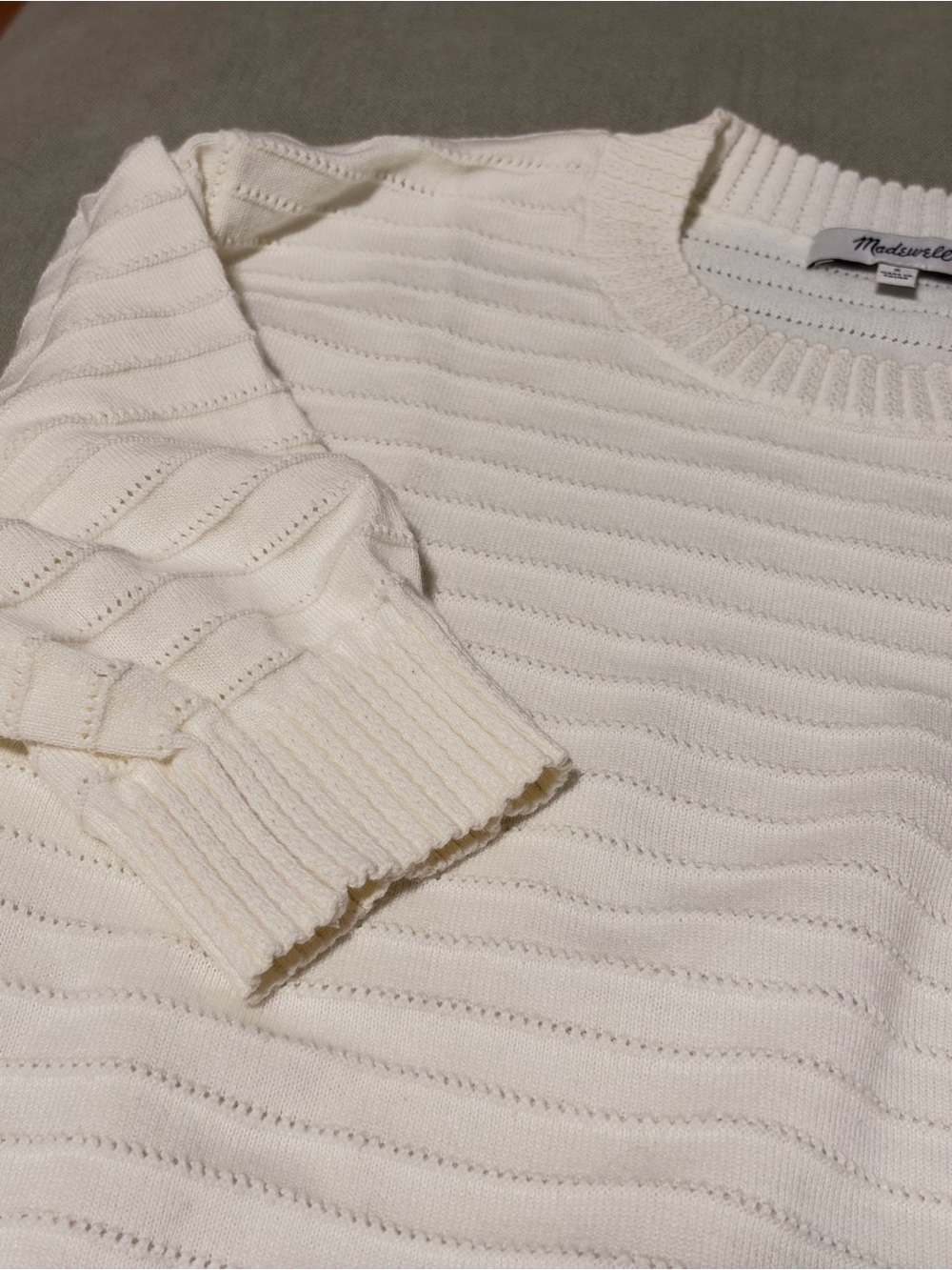 Madewell Textural Stitch Cotton Sweater - Picture 4 of 5